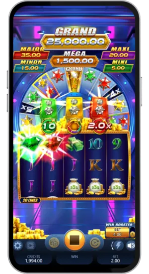 Standard reel view with vault meters and wild symbol